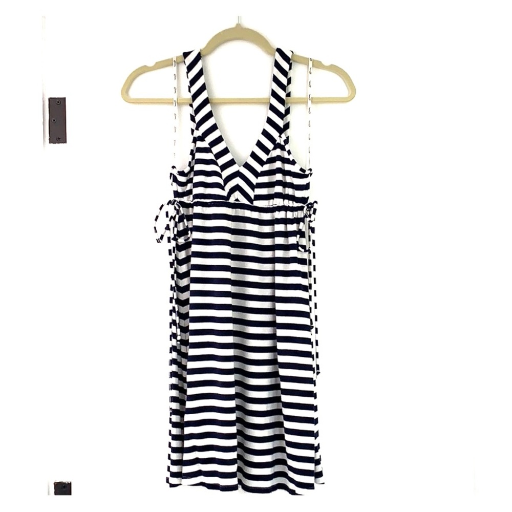 Guess Navy White Striped Dress V Neck Cover Up